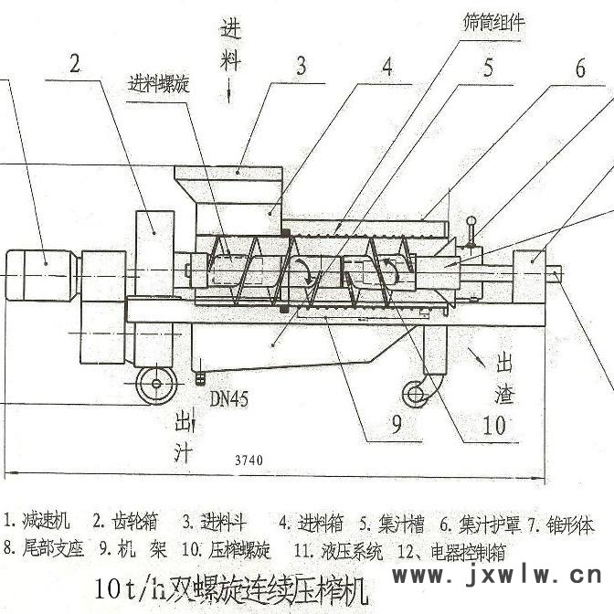 贵州毕节中草药渣螺旋压榨机药材固液分离设备、药渣脱水压榨机