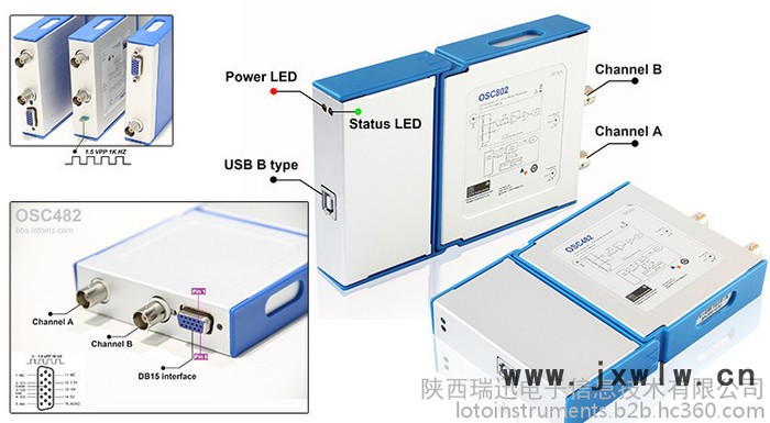 Loto Instruments   虚拟 USB 软件 示波器 双通道 80M采样 25M带宽 OSC802