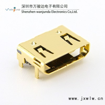 19P高清接口 MINI HDMI母座 TYPE C金色高清座 记录仪connector